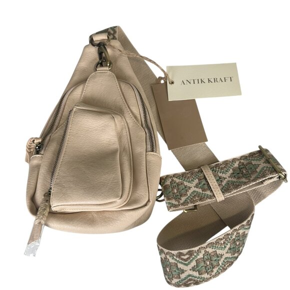 Antik Kraft Tasha Webbing Strap Sling Bag BGA-5704 Bone - Picture 1 of 11